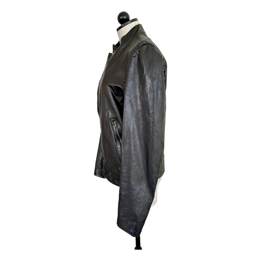 Banana Republic Women's Leather Jacket Asymmetrical Zipper Zip Cuffs Size Medium - Picture 6 of 15